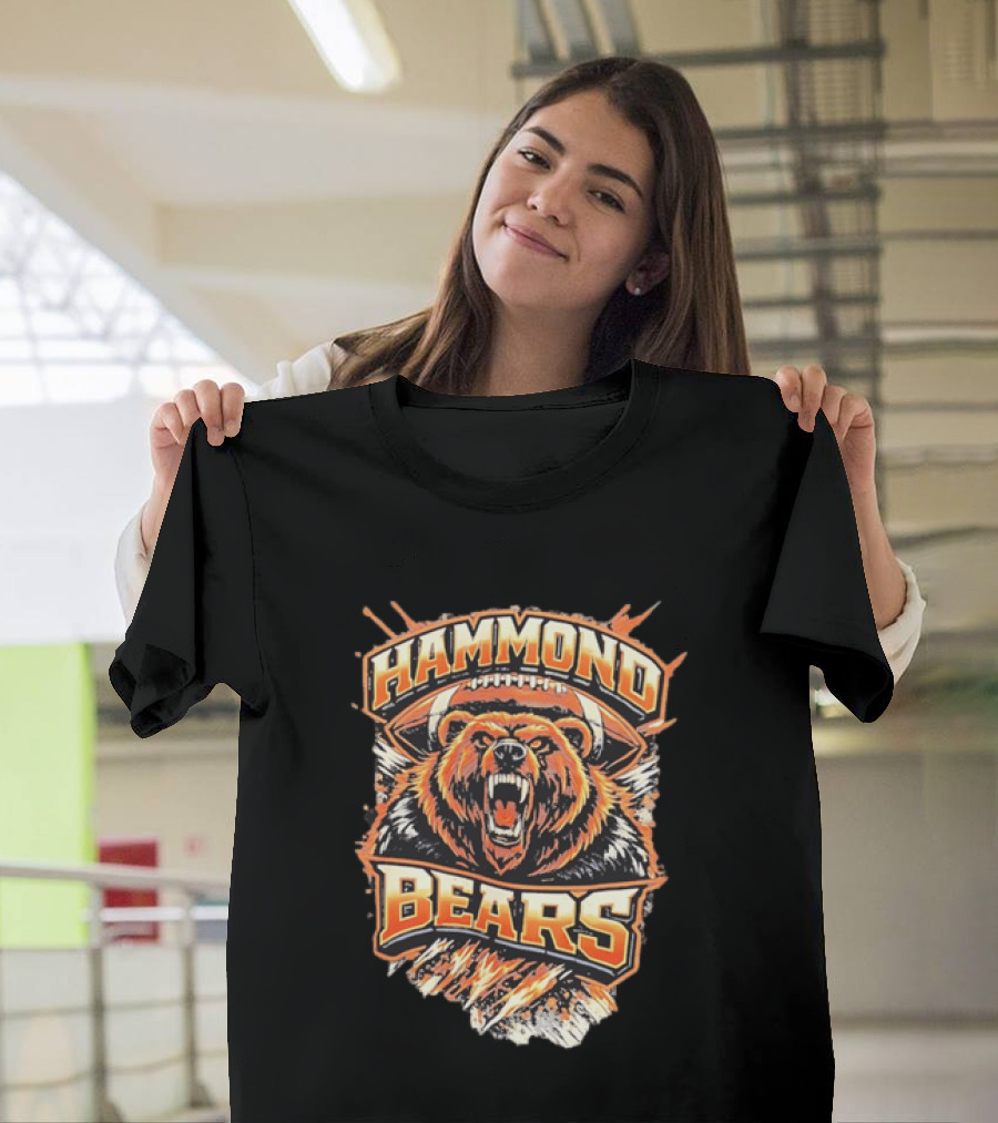 Hammond Bears Football Roaring Bear And Football T-Shirt