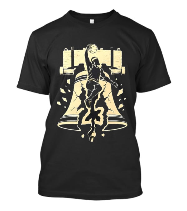 LeBron James Slam Dunk Philadelphia 76ers Liberty Bell Crack NBA 23 T-Shirt
