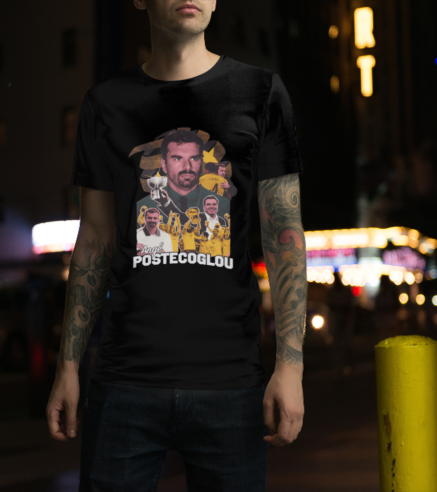 Ange Postecoglou Victory Celebration Collage Champions Cup Cahill T-Shirt