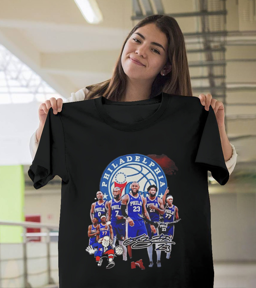 Philadelphia 76ers LeBron James 23 Phila Basketball Team Collage T-Shirt