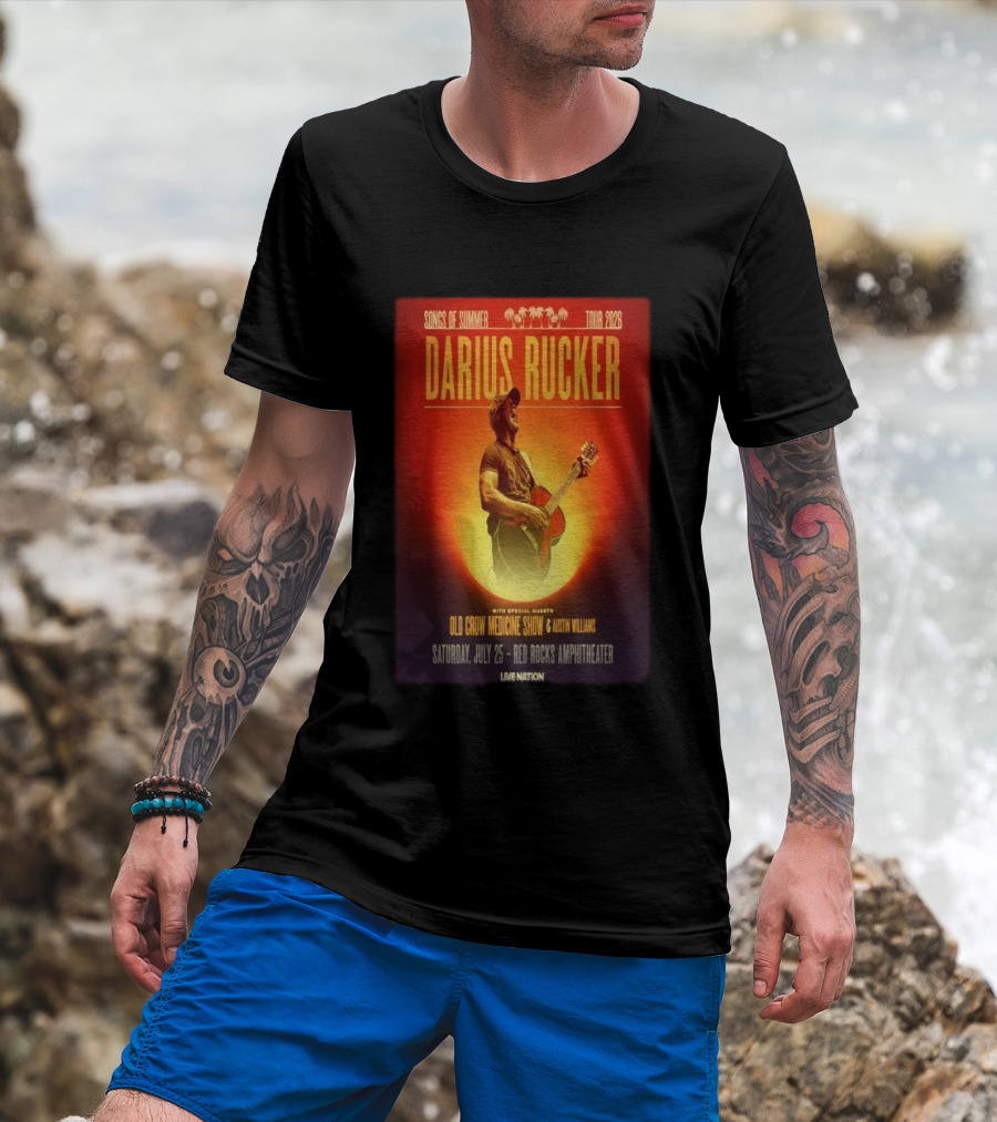 Songs Of Summer Tour 2026 Darius Rucker With Old Crow Medicine Show And Austin Williams Live At Red Rocks Amphitheater July 25 T-Shirt