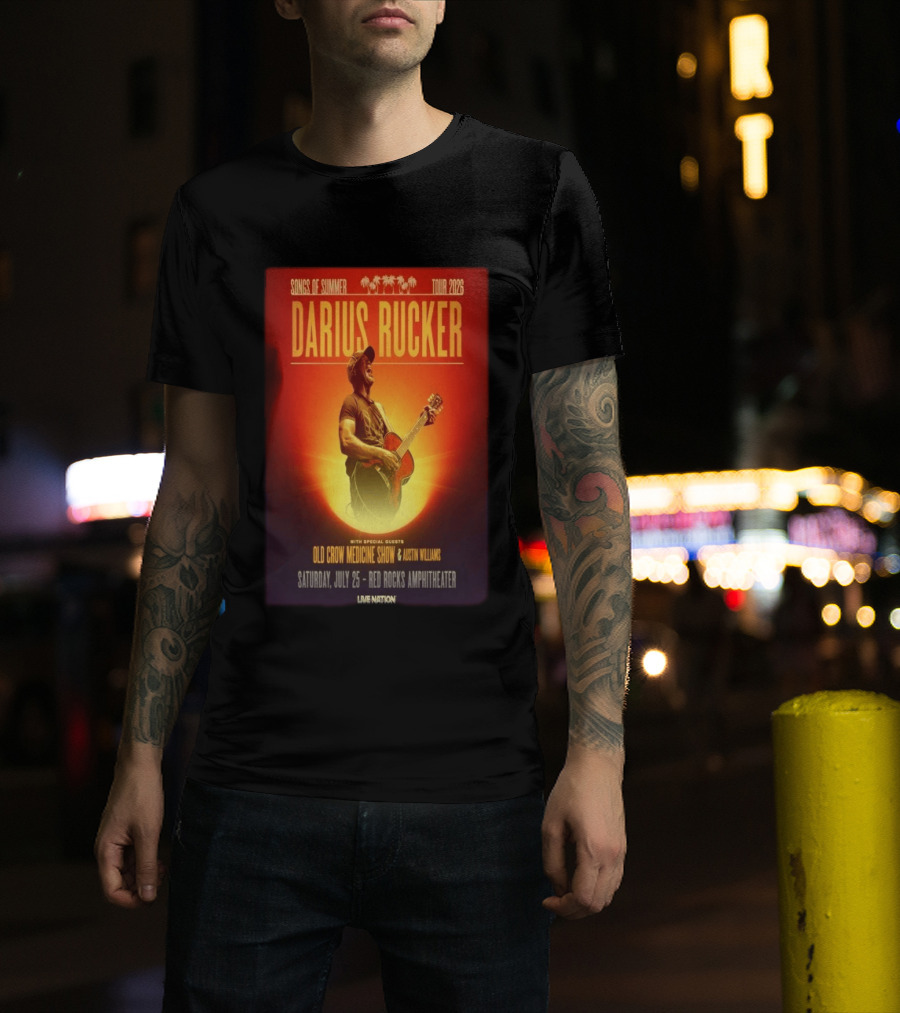 Songs Of Summer Tour 2026 Darius Rucker With Old Crow Medicine Show And Austin Williams Live At Red Rocks Amphitheater July 25 T-Shirt