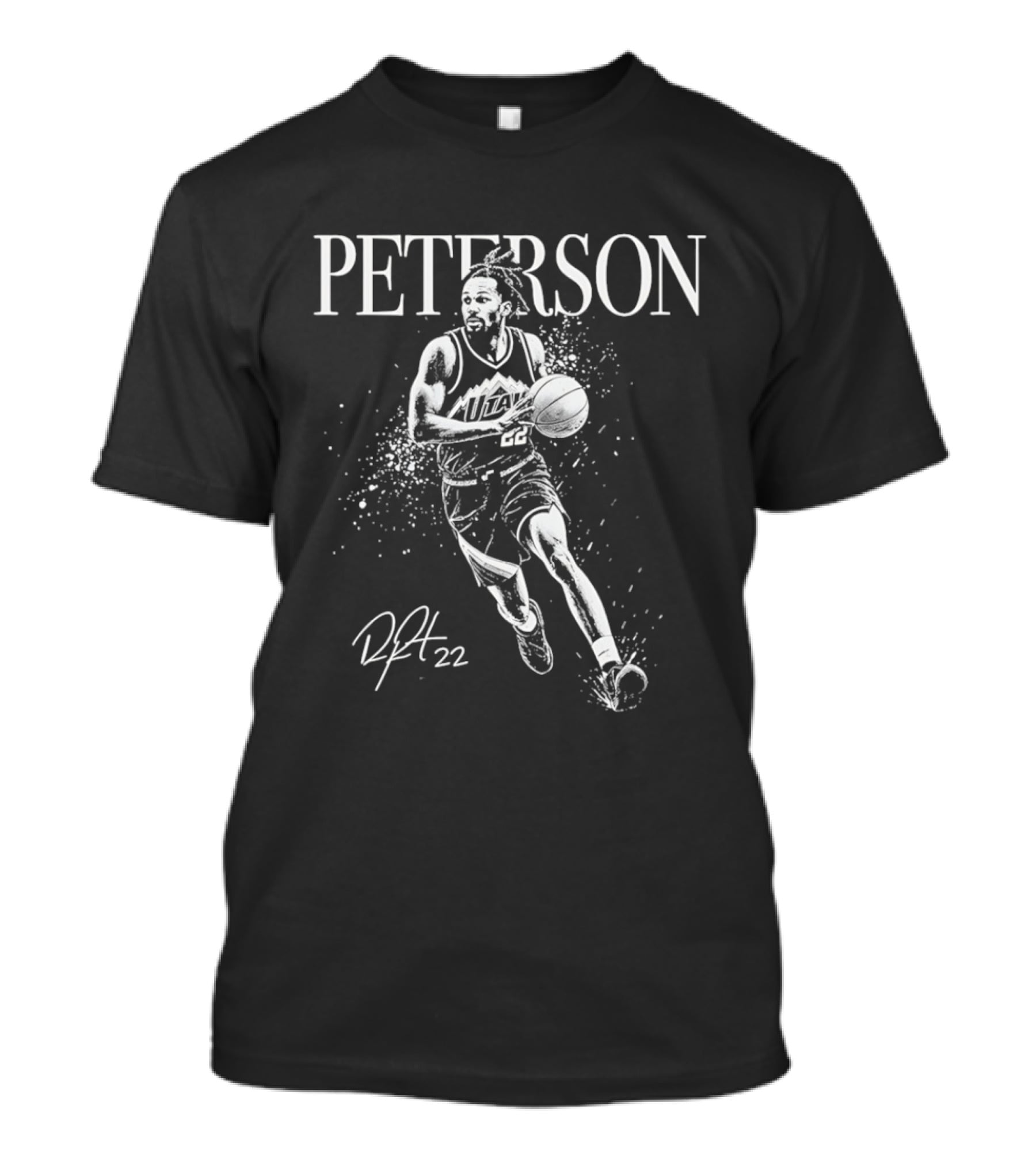 Peterson Utah Jazz Darryn Peterson Basketball Art Mono 22 T-Shirt