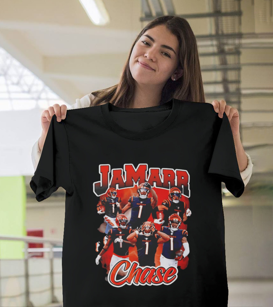 Ja'Marr Chase Cincinnati Bengals Collage Player 1 NFL Football Star T-Shirt