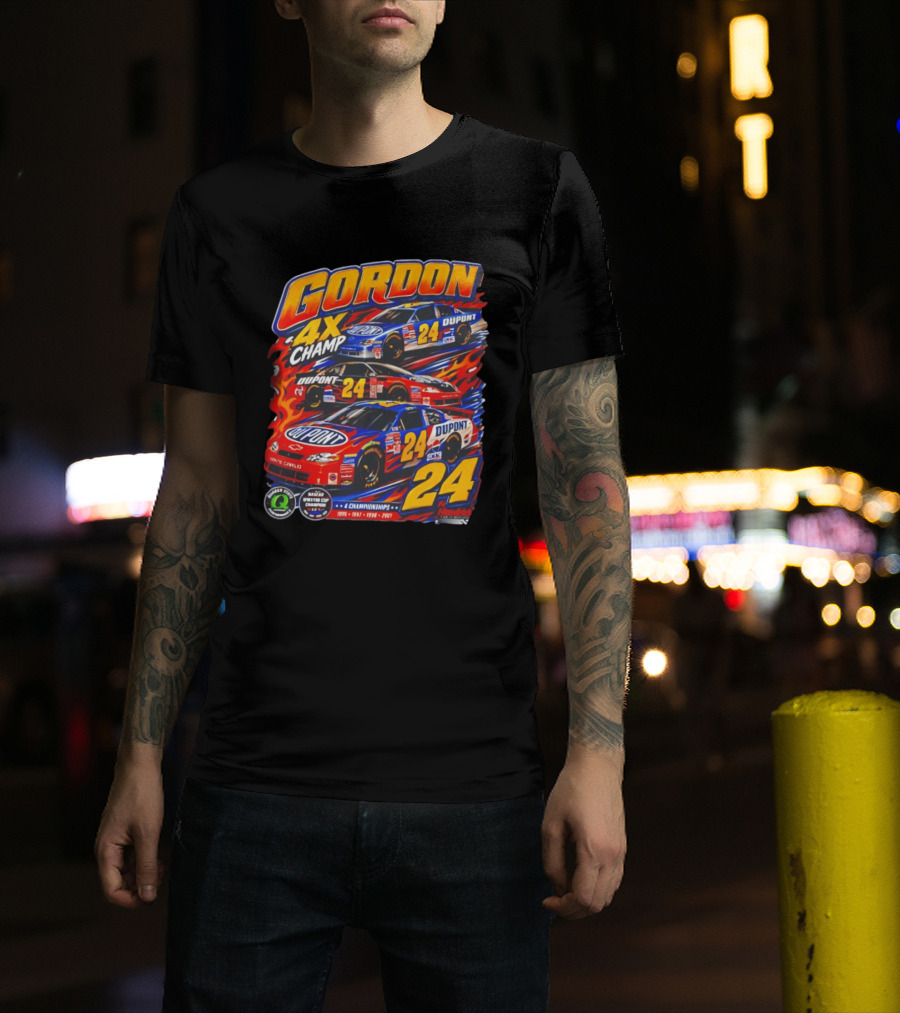 Gordon 4X Champ Number 24 Dupont Racing Car 4 Championships T-Shirt