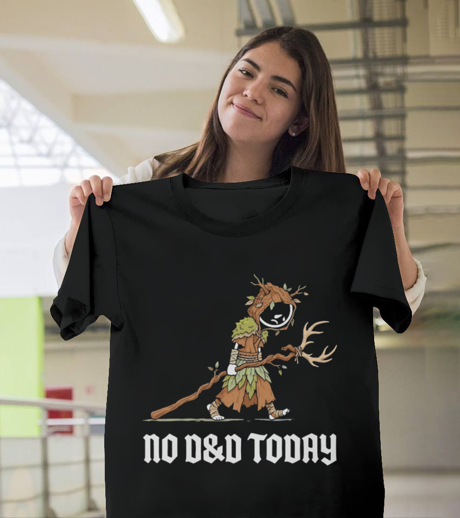 Druid Tree Costume Carrying Antler Staff No D&D Today T-Shirt