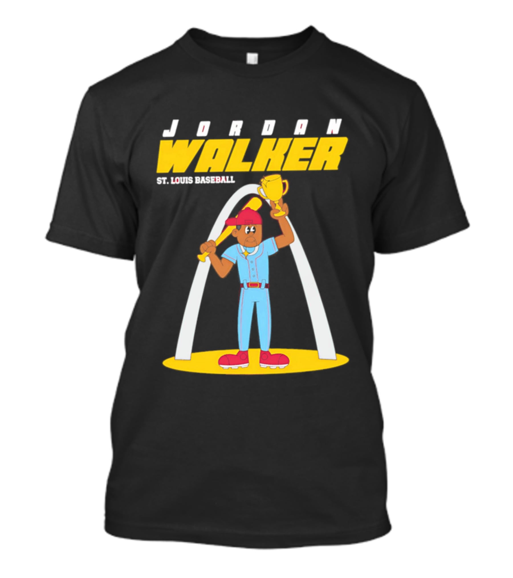 Jordan Walker St. Louis Baseball Animated Trophy Celebration T-Shirt
