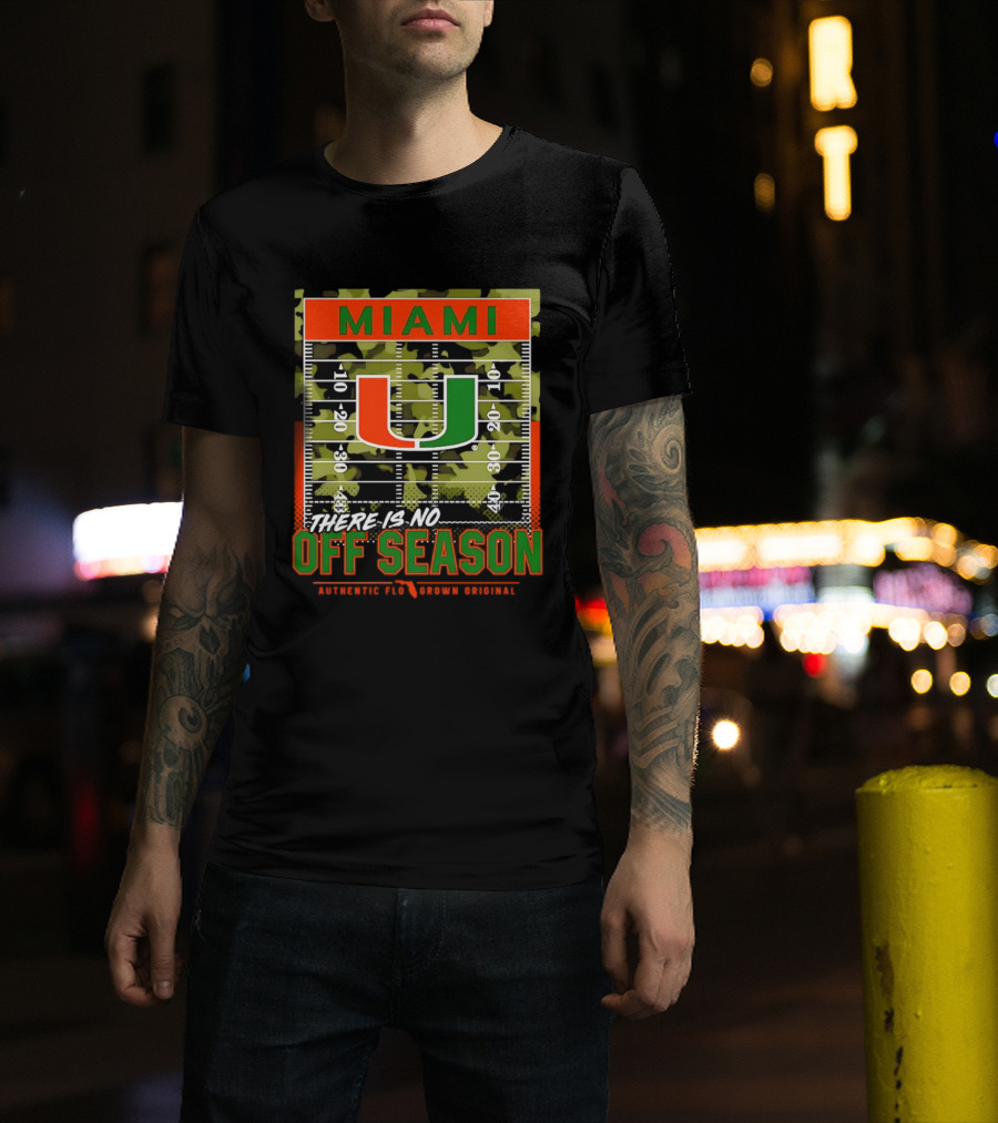 Miami Hurricanes U No Off Season Football Field Camo T-Shirt