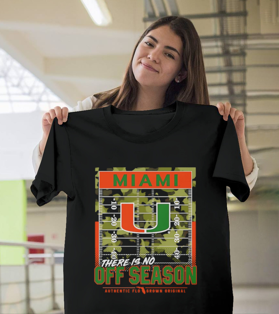 Miami Hurricanes U No Off Season Football Field Camo T-Shirt