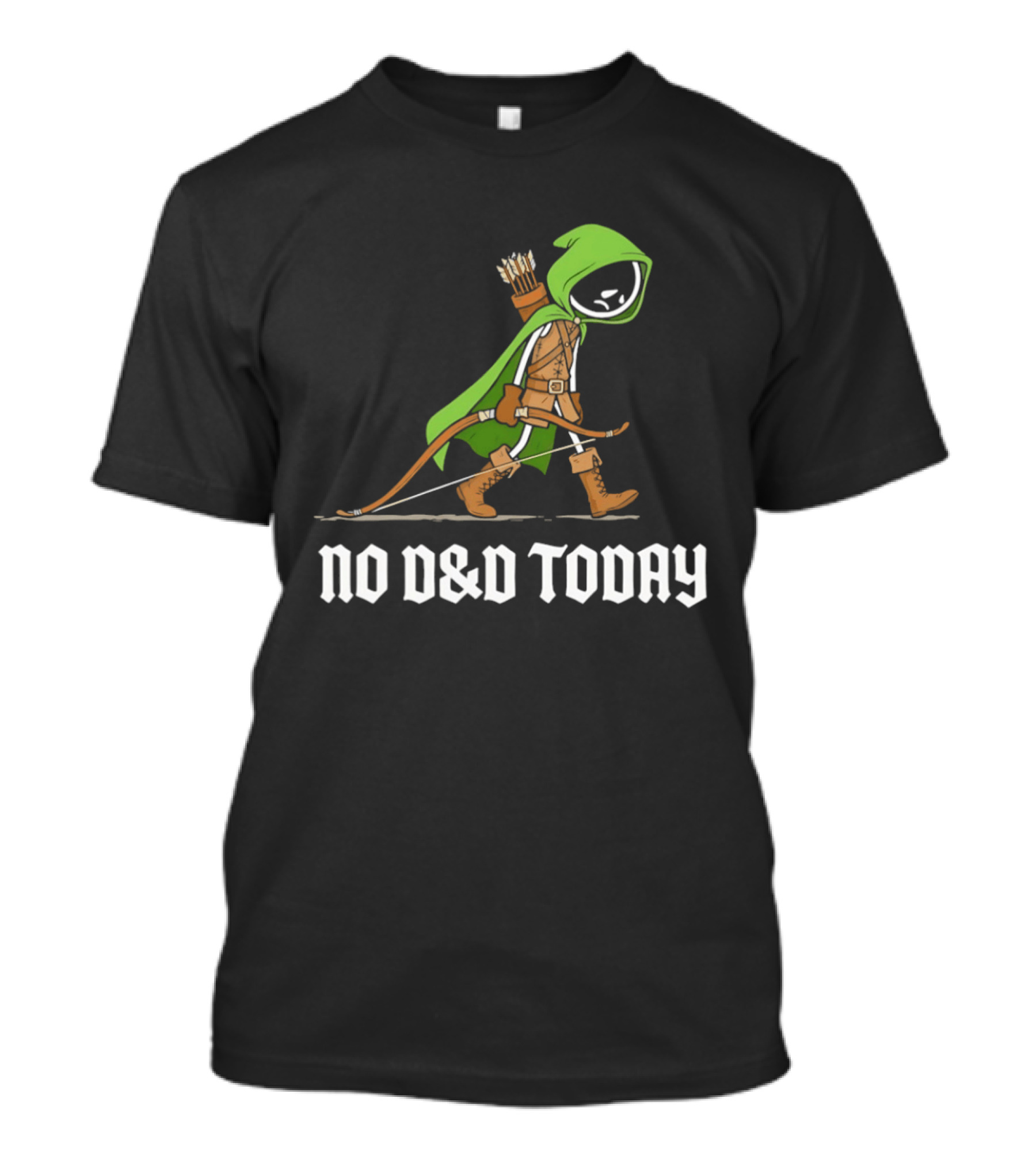No D&D Today Ranger Cartoon Archer Green Hood Bow And Arrows T-Shirt