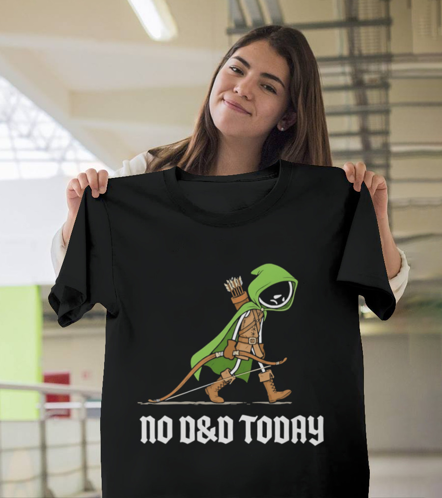 No D&D Today Ranger Cartoon Archer Green Hood Bow And Arrows T-Shirt