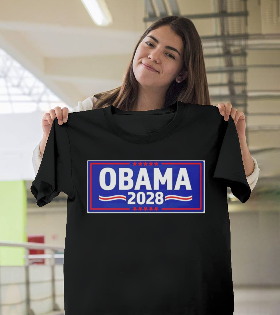 Obama 2028 Stars Stripes Political Campaign T-Shirt
