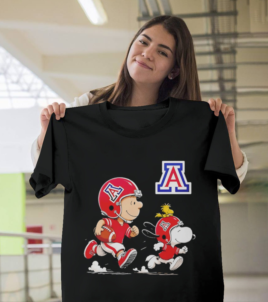 Peanuts Characters Football Arizona Wildcats Team Helmets And Jerseys T-Shirt