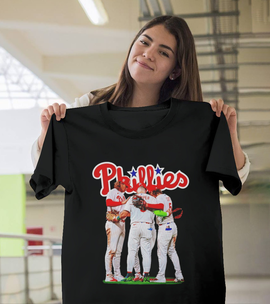 Philadelphia Phillies Team Huddle Harper '26 Baseball Collaboration T-Shirt