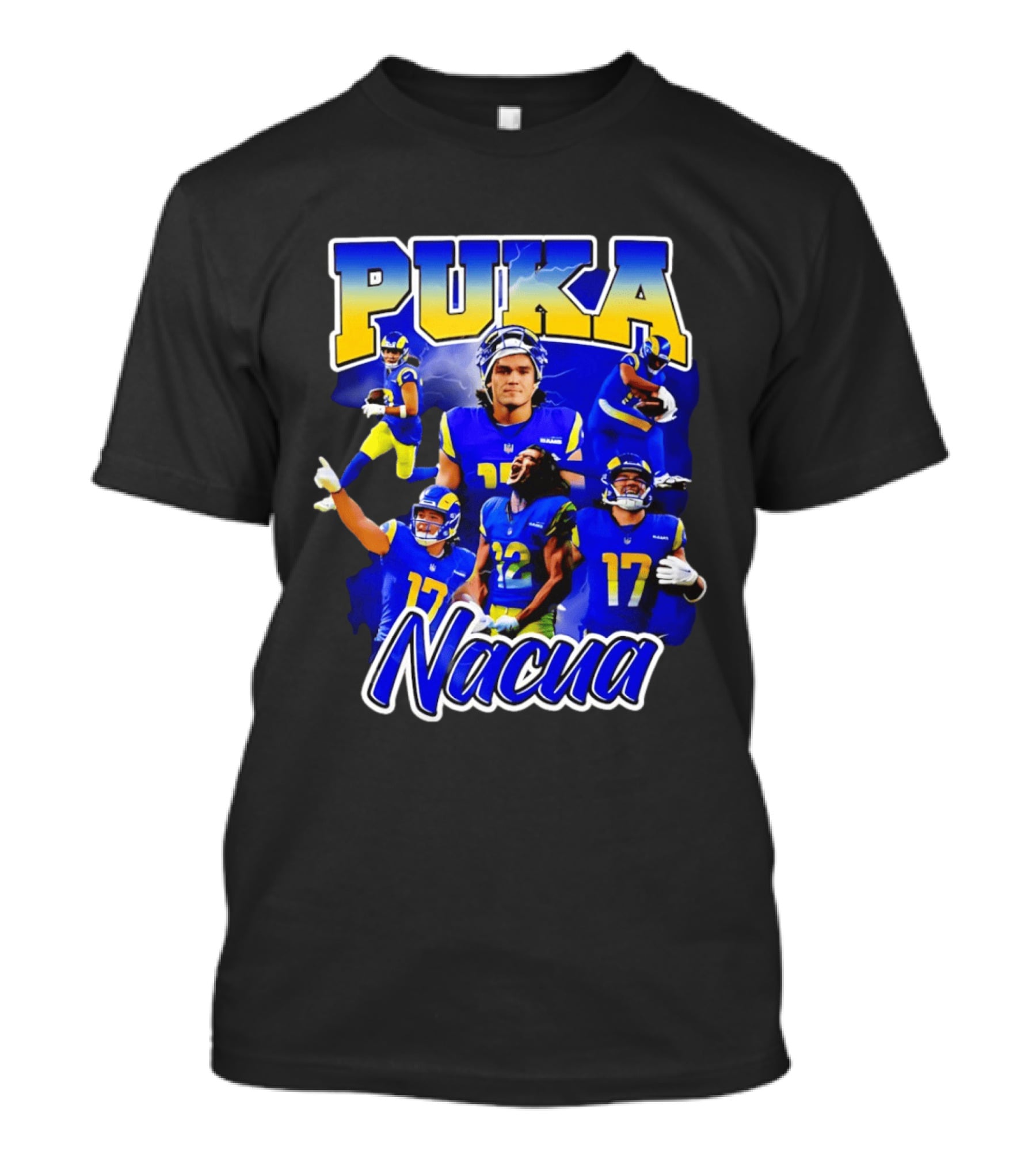 Puka Nacua Los Angeles Rams 17 Football Player Collage T-Shirt