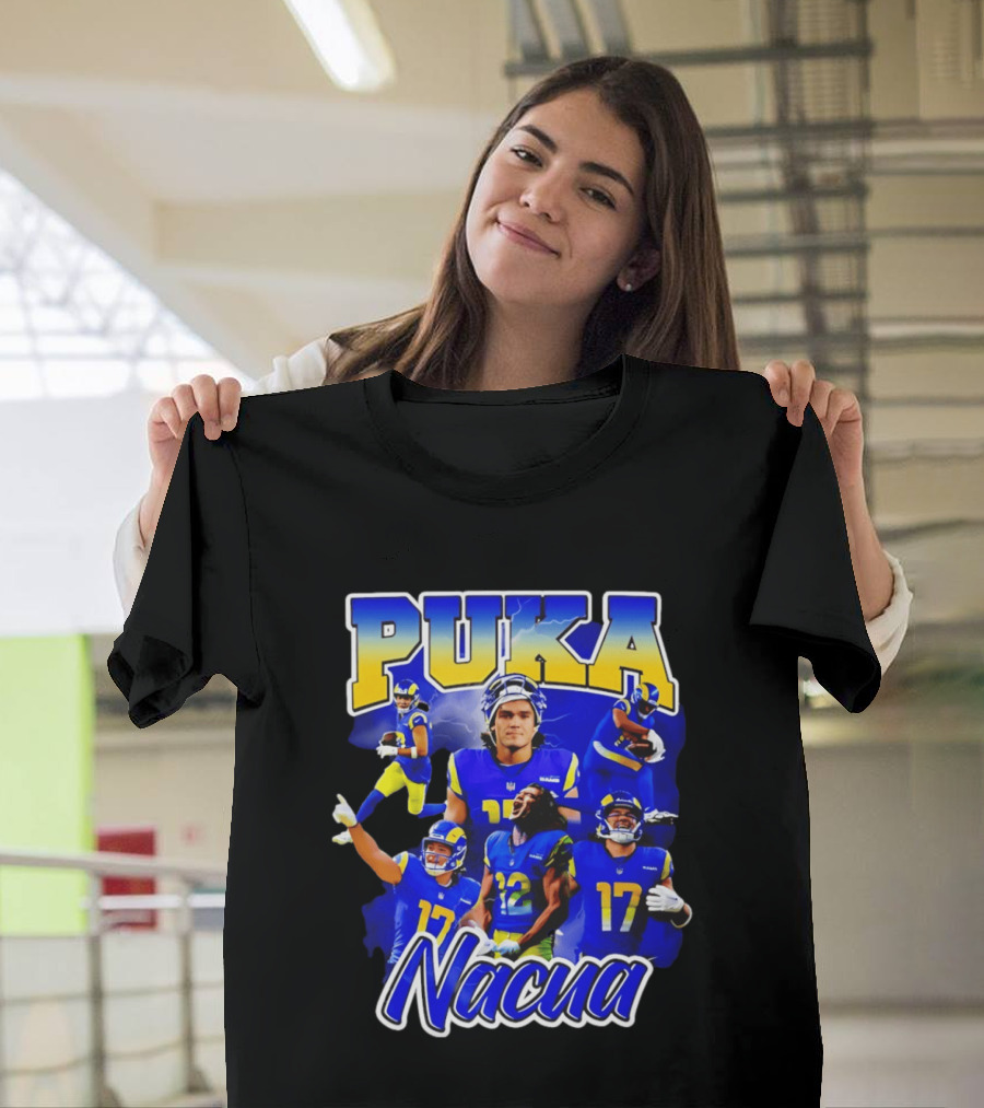 Puka Nacua Los Angeles Rams 17 Football Player Collage T-Shirt