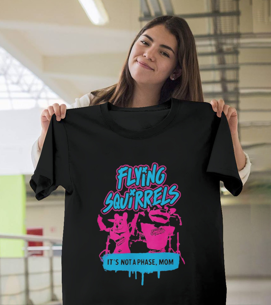 Richmond Flying Squirrels It's Not A Phase Mom Neon Squirrel Characters T-Shirt