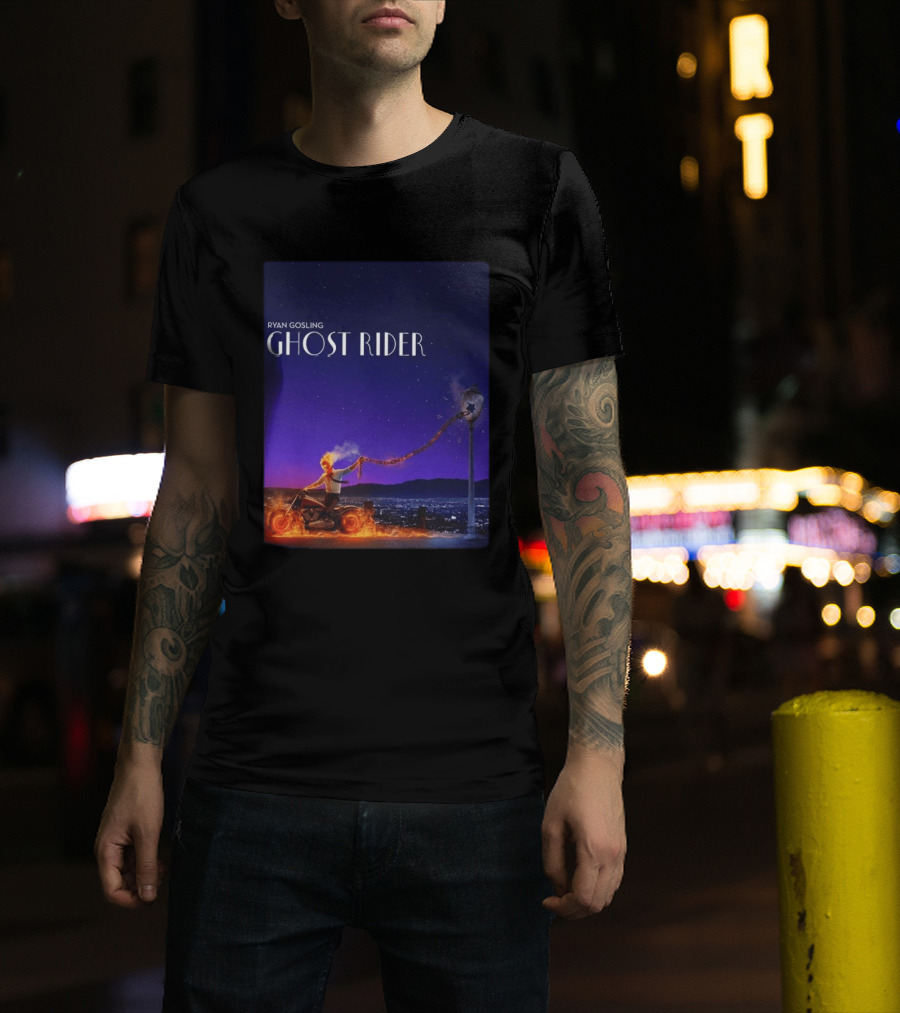 Ryan Gosling Ghost Rider Meets La La Land Lamppost Scene T-Shirt