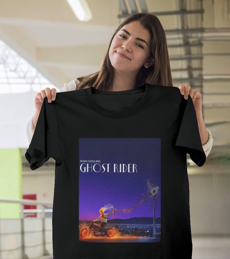 Ryan Gosling Ghost Rider Meets La La Land Lamppost Scene T-Shirt