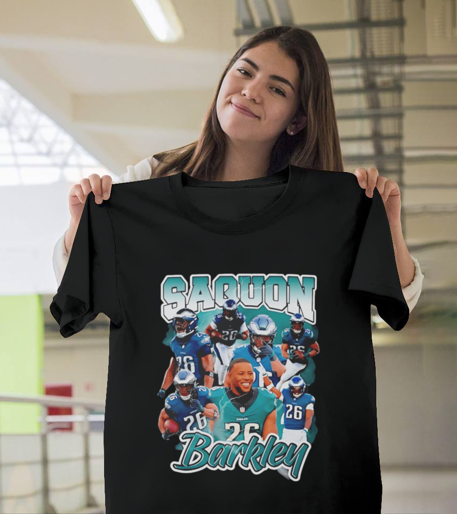 Saquon Barkley Eagles Number 26 Player Collage T-Shirt