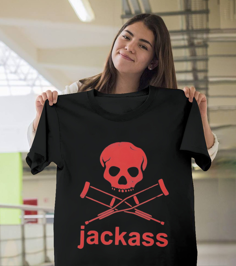 Skull Crutches Jackass Red T-Shirt