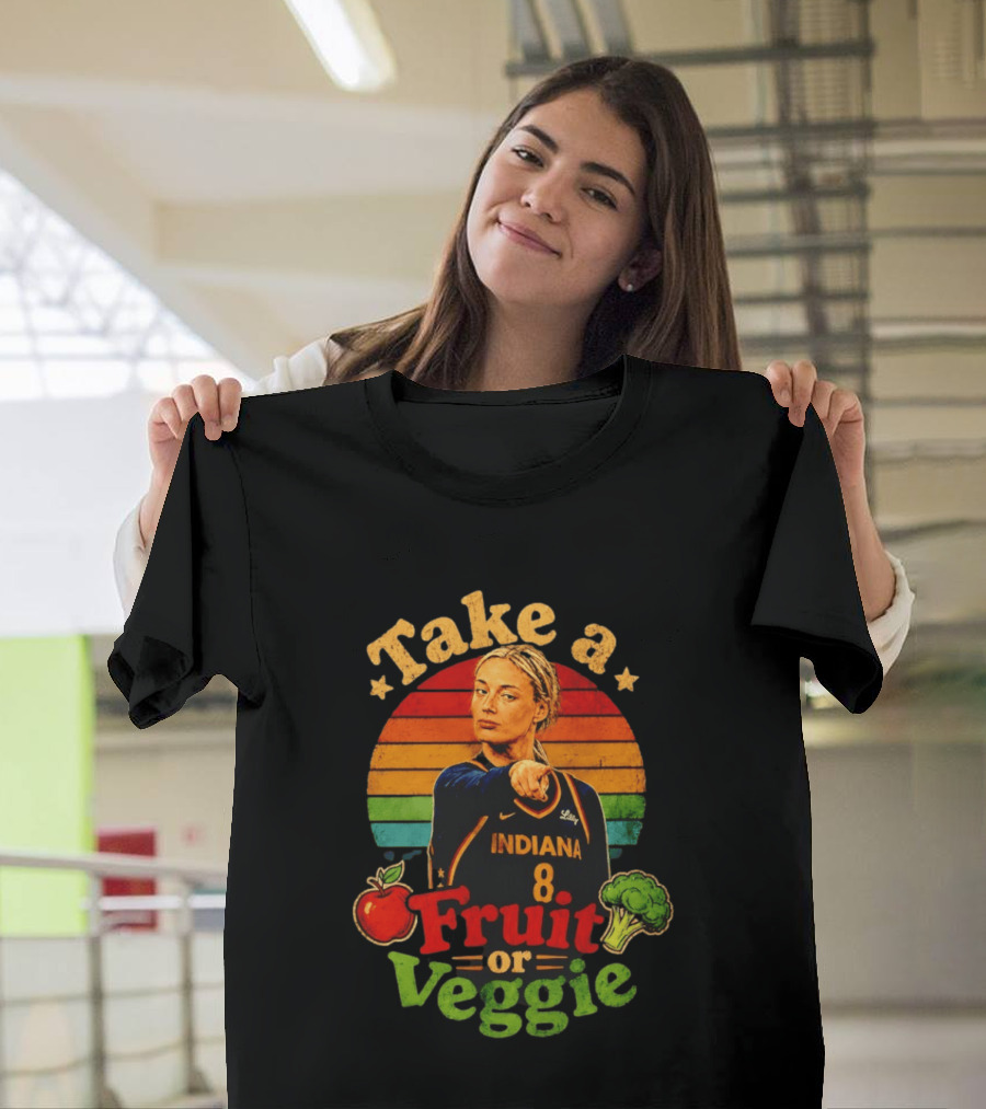 Sophie Cunningham Indiana Fever Take A Fruit Or Veggie Rainbow Stripes T-Shirt
