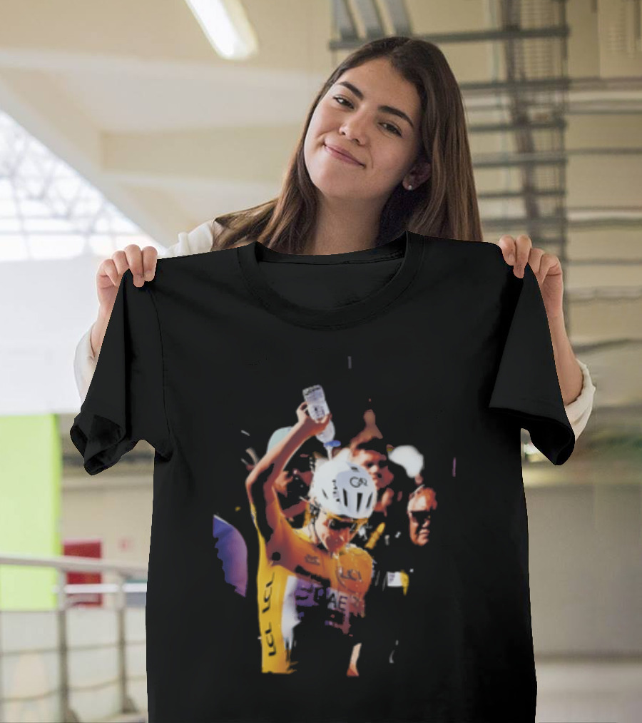 Tadej Pogačar Cooling Off With Water Bottle T-Shirt