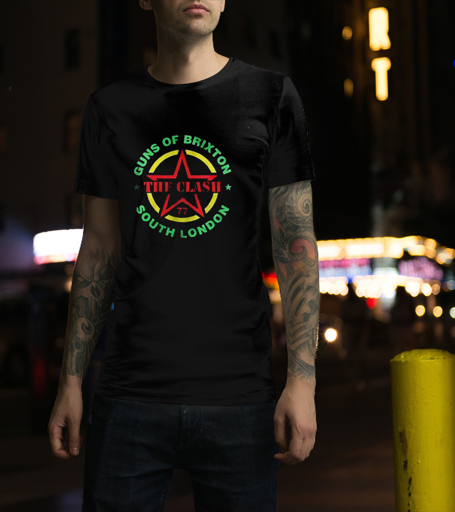 Guns Of Brixton The Clash South London 77 Star Circle T-Shirt