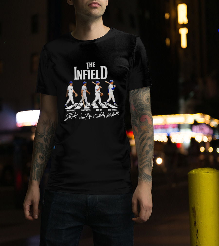 The Infield Steve Garvey Davey Lopes Ron Cey Bill Russell MLB Abbey Road T-Shirt