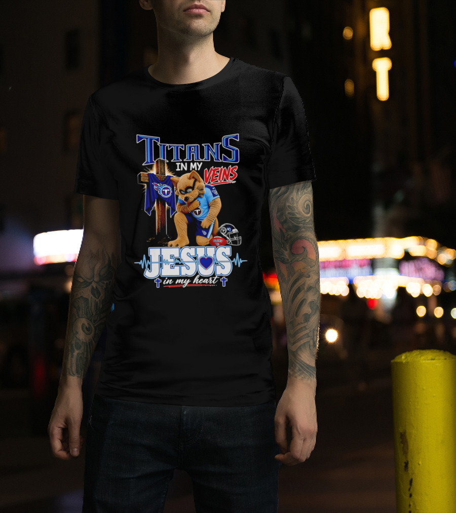 Tennessee Titans In My Veins Jesus In My Heart Rex T-Shirt