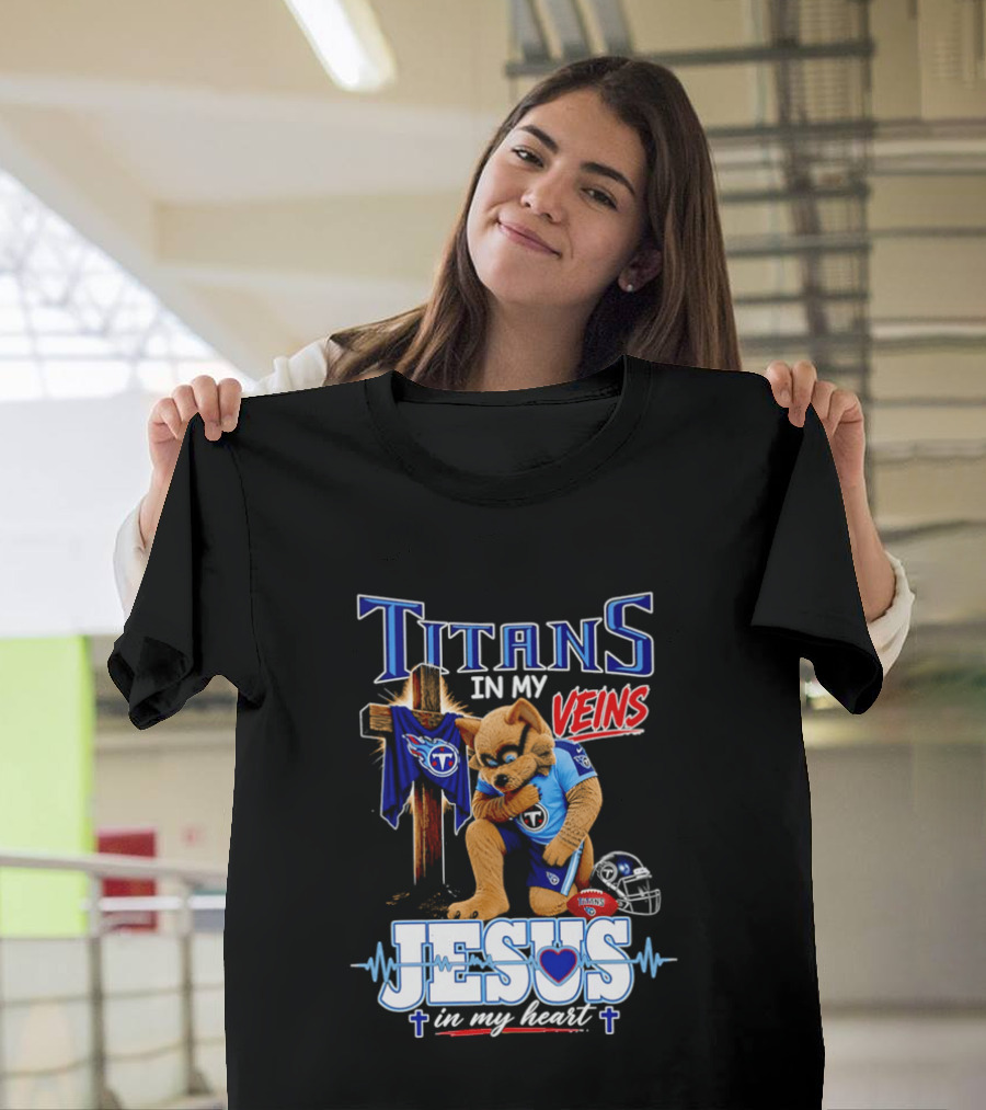 Tennessee Titans In My Veins Jesus In My Heart Rex T-Shirt