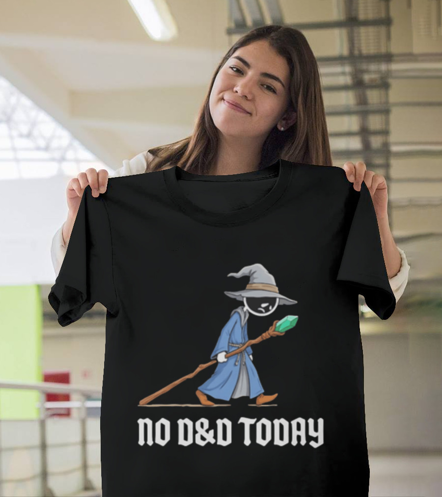No D&D Today Cartoon Wizard With Staff And Hat T-Shirt