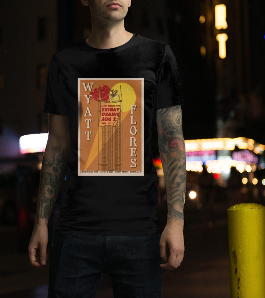 Wyatt Flores Album Release Show Skinny Dennis August 2 2026 Nashville TN T-Shirt