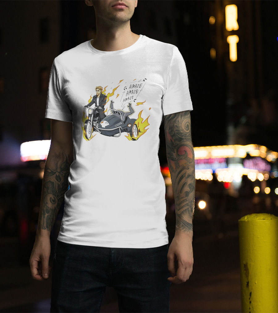 Amaze Amaze Amaze Ghost Rider Motorcycle Sidecar Flames T-Shirt