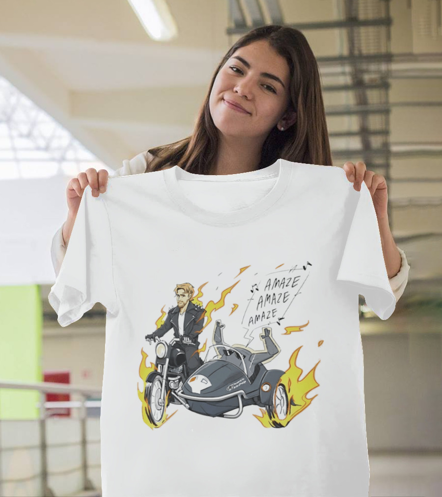 Amaze Amaze Amaze Ghost Rider Motorcycle Sidecar Flames T-Shirt