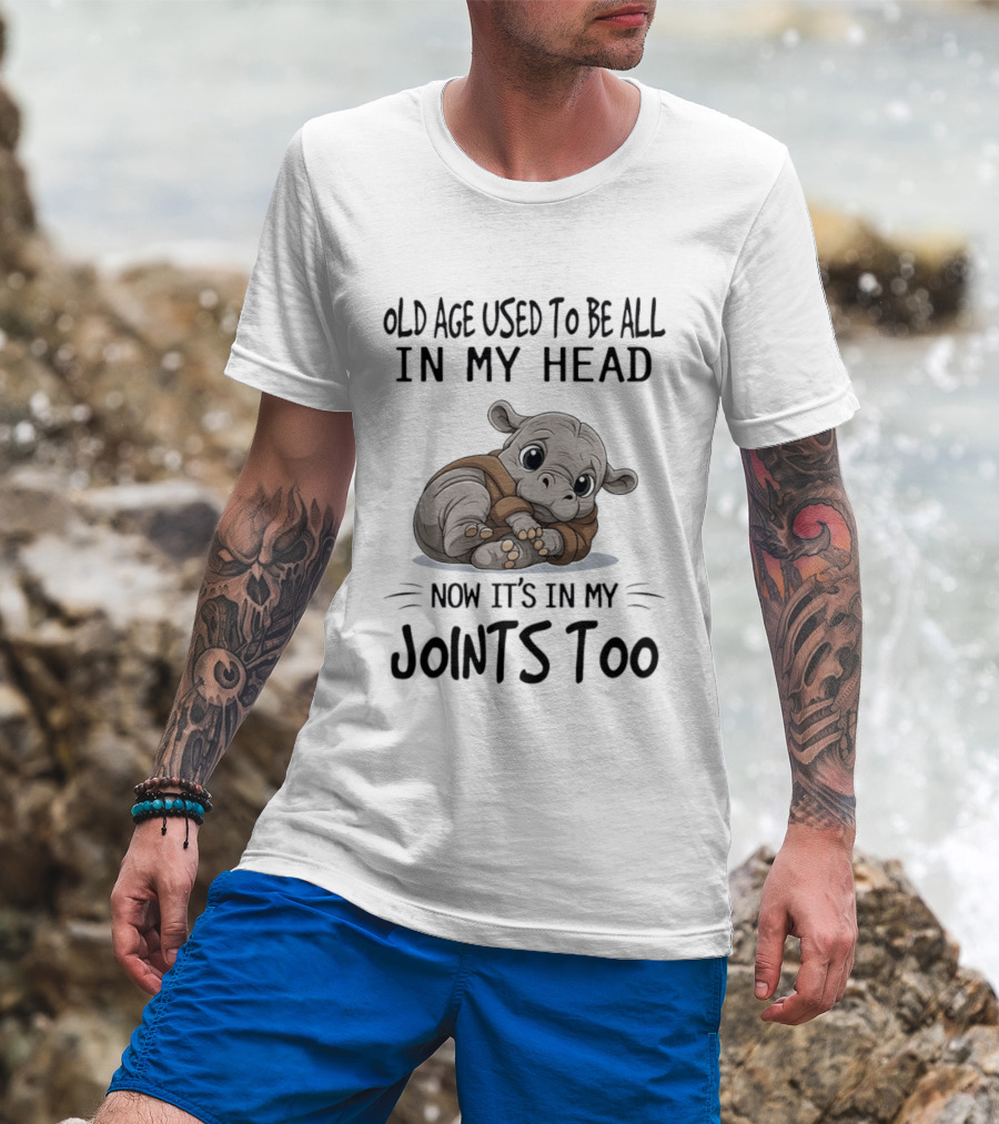 Old Age Used To Be All In My Head Now It's In My Joints Too Cute Hippopotamus T-Shirt