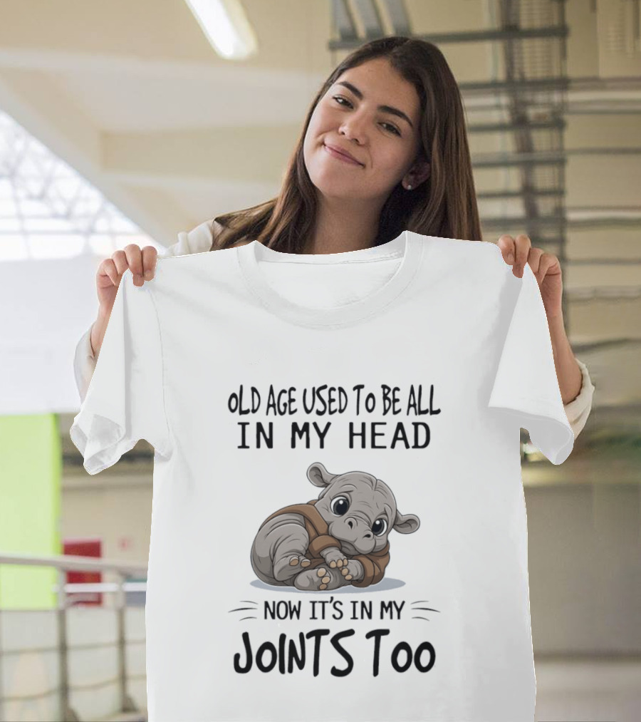 Old Age Used To Be All In My Head Now It's In My Joints Too Cute Hippopotamus T-Shirt