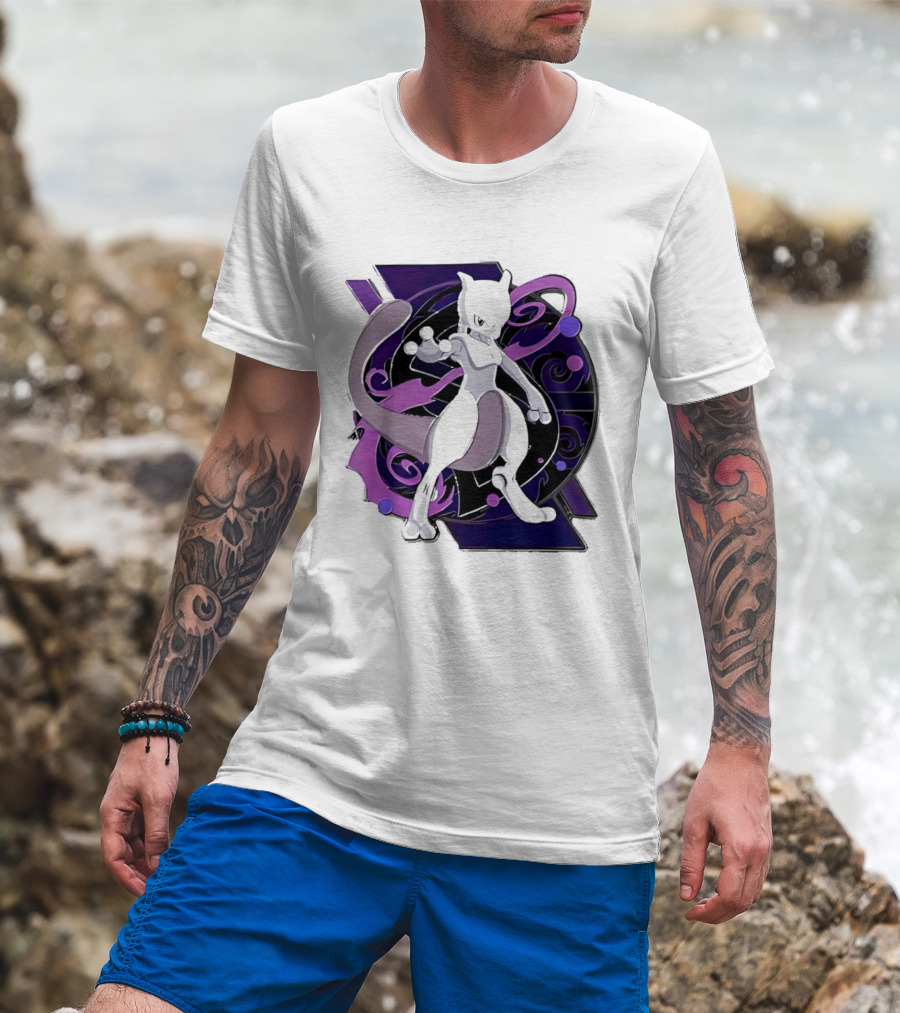 Pokemon Mewtwo Psychic Power Strike Dynamic Pose T-Shirt