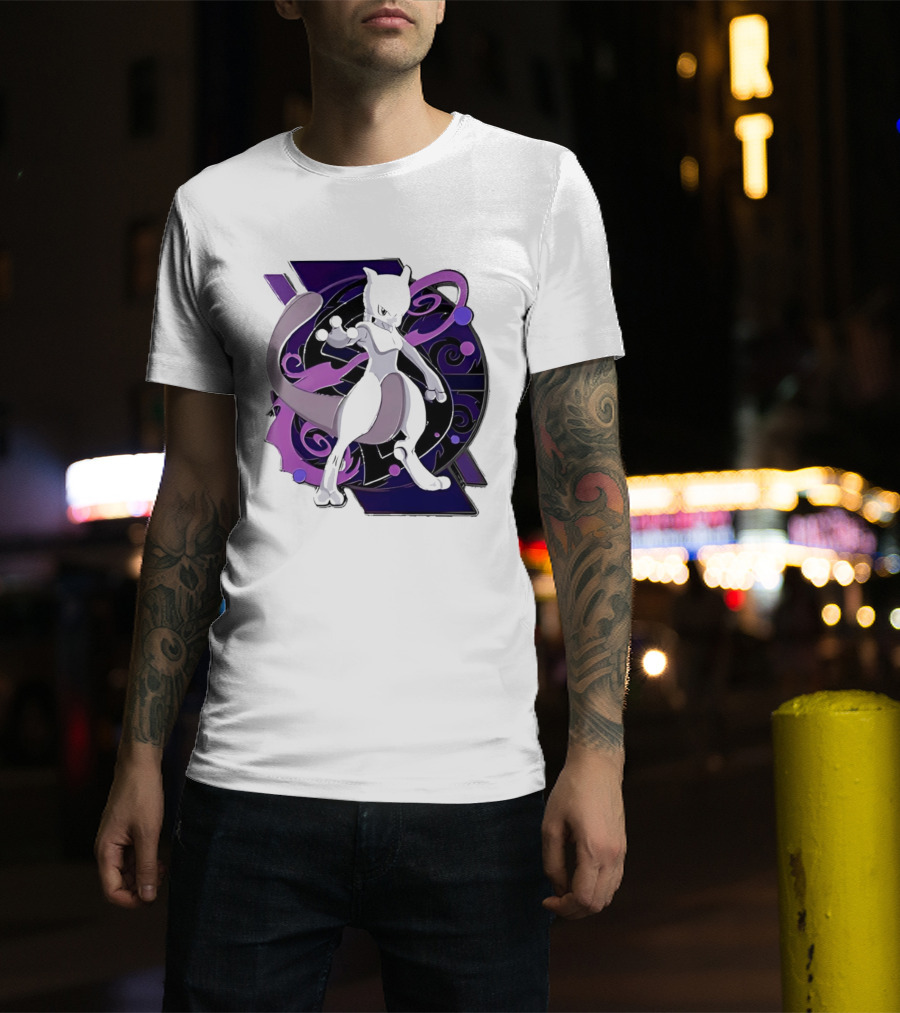 Pokemon Mewtwo Psychic Power Strike Dynamic Pose T-Shirt