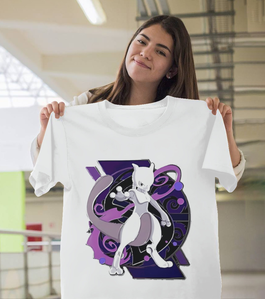 Pokemon Mewtwo Psychic Power Strike Dynamic Pose T-Shirt