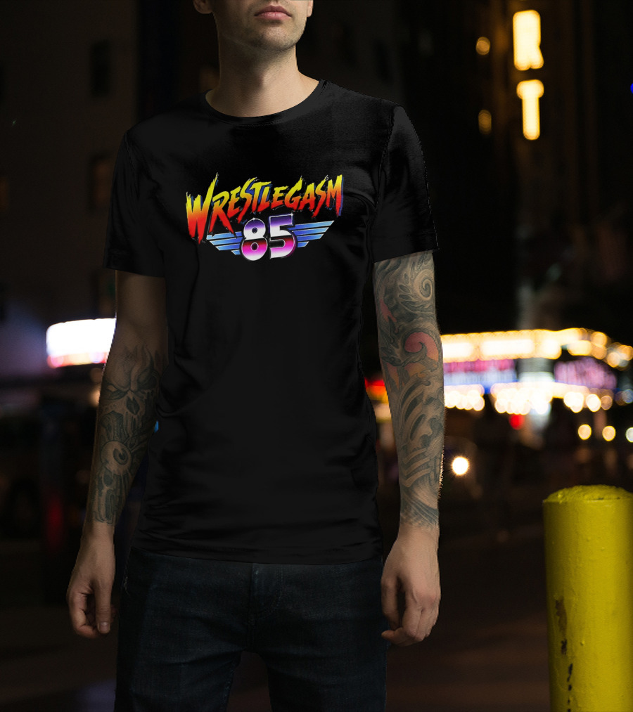 Barrett Pfeiffer Wrestlegasm 85 Retro Style Font Winged T-Shirt