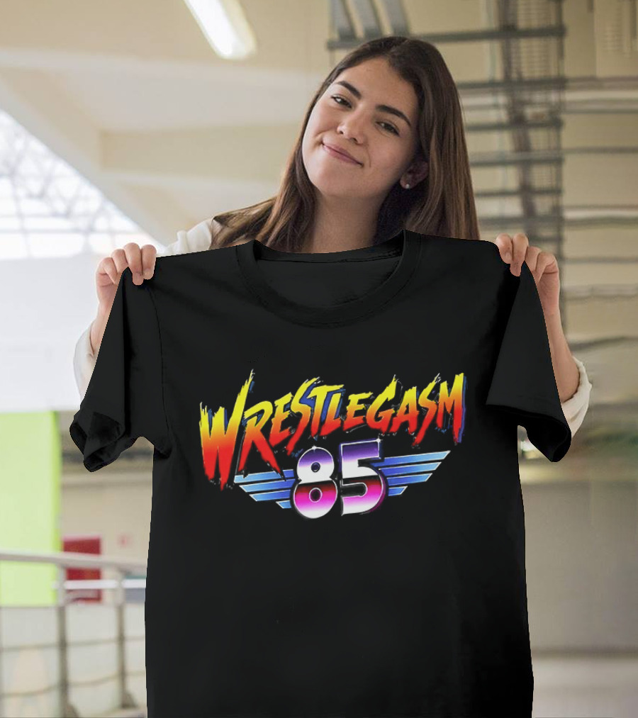 Barrett Pfeiffer Wrestlegasm 85 Retro Style Font Winged T-Shirt