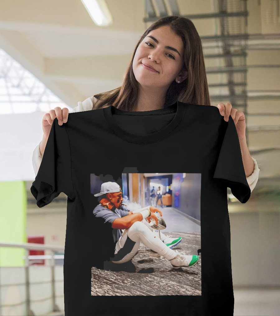 Jalen Hurts Philadelphia Eagles Smoking Trophy Cigar Celebratory Moment T-Shirt