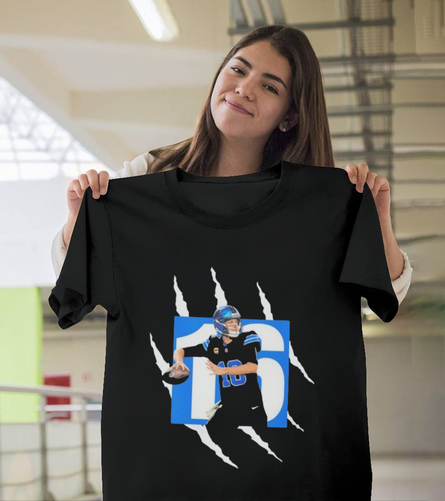 Jared Goff 16 Claw Scratch Football Quarterback T-Shirt