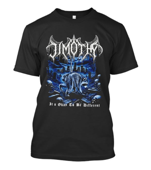 Jimothy Heavy Metal Raccoon It's Okay To Be Different Urban Night Scene T-Shirt