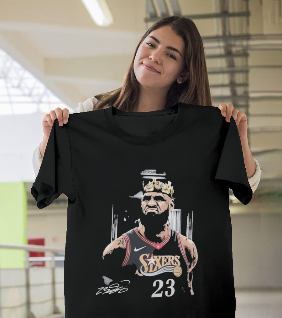 Philadelphia 76ers LeBron James Crown 23 Signature Basketball T-Shirt