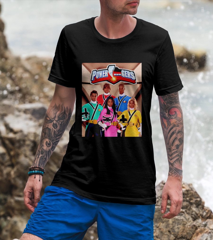 Power Rangers Samurai Team Red Green Pink Yellow Blue Characters T-Shirt