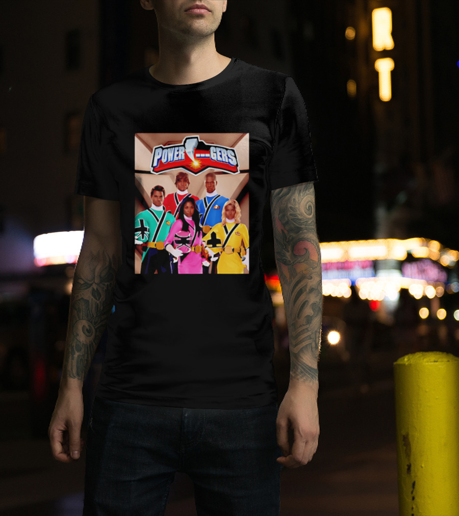 Power Rangers Samurai Team Red Green Pink Yellow Blue Characters T-Shirt