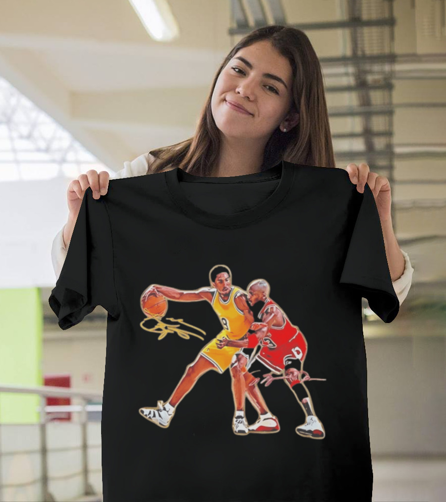Kobe Bryant And Michael Jordan Iconic Basketball Showdown T-Shirt