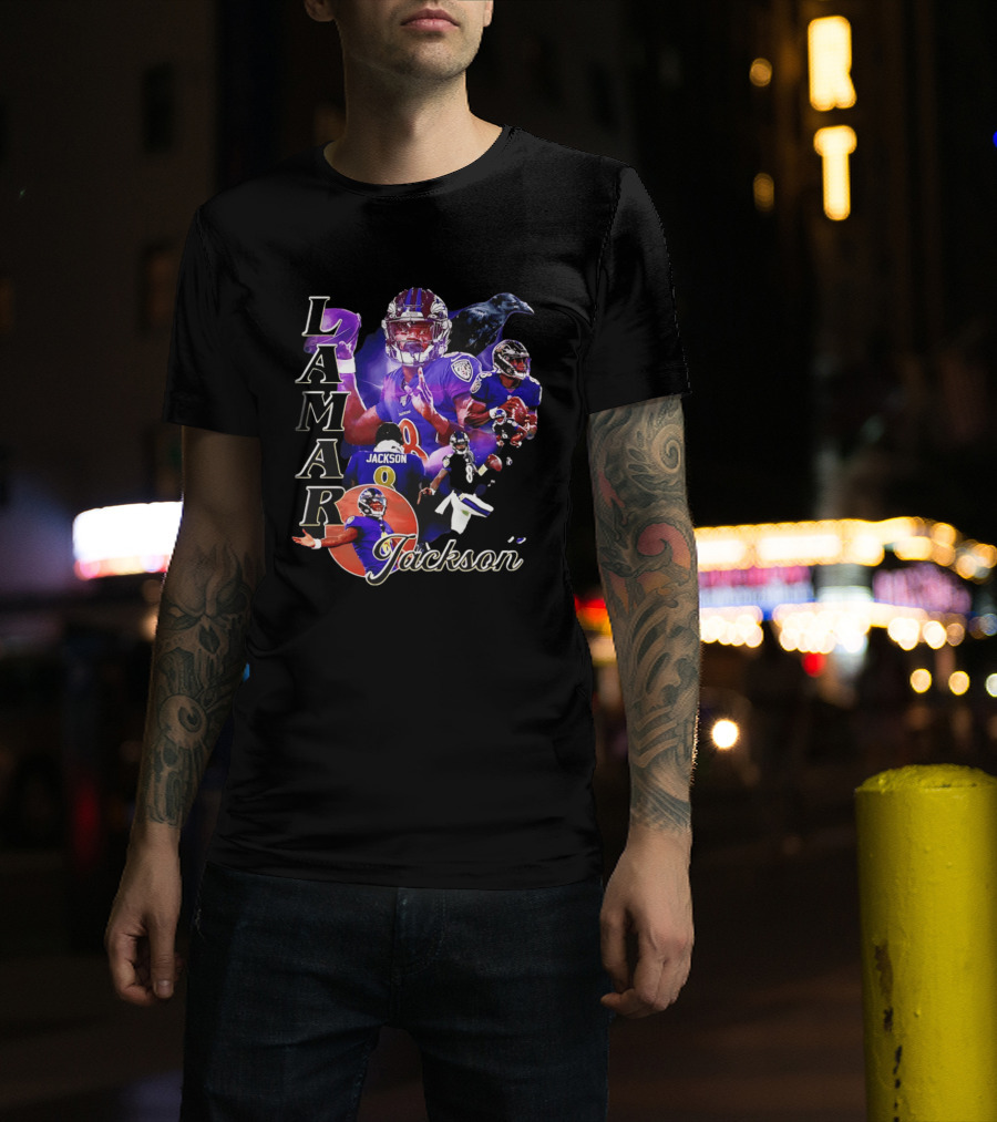 Lamar Jackson Baltimore Ravens Football Collage T-Shirt